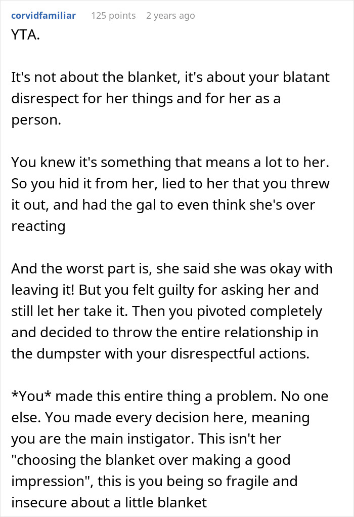 Man Comes To The Internet To Complain About GF&rsquo;s Attachment To Her Blanket, She Gives A Savage Response