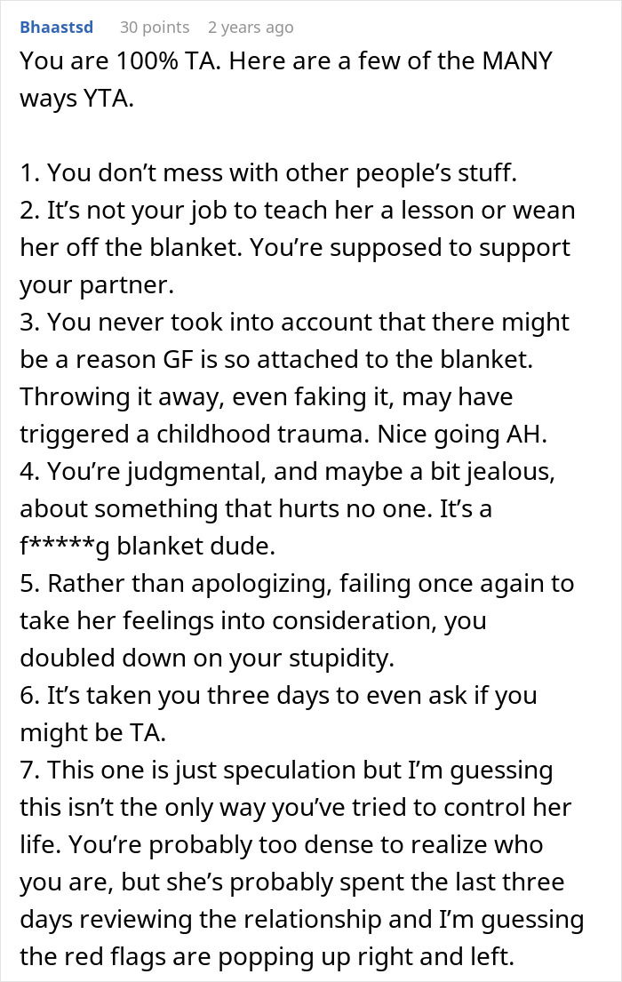 Man Comes To The Internet To Complain About GF&rsquo;s Attachment To Her Blanket, She Gives A Savage Response