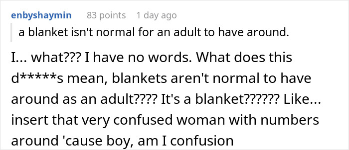 Man Comes To The Internet To Complain About GF&rsquo;s Attachment To Her Blanket, She Gives A Savage Response