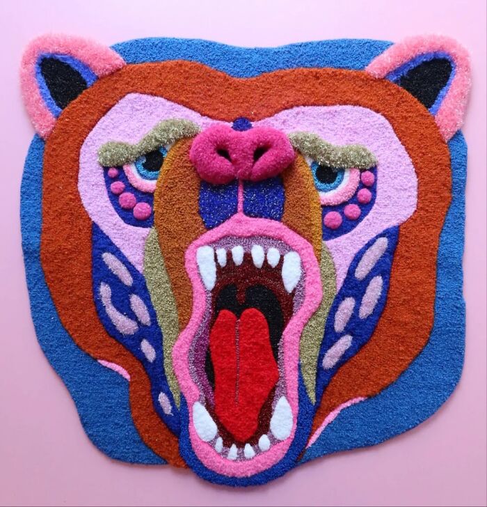 Colorful Tufted Art By Ina Dyreborg Turns Faces, Masks And Animals Into Textile Works (21 pics) Colorful Tufted Art By Ina Dyreborg Turns Faces, Masks And Animals Into Textile Works (21 pics)