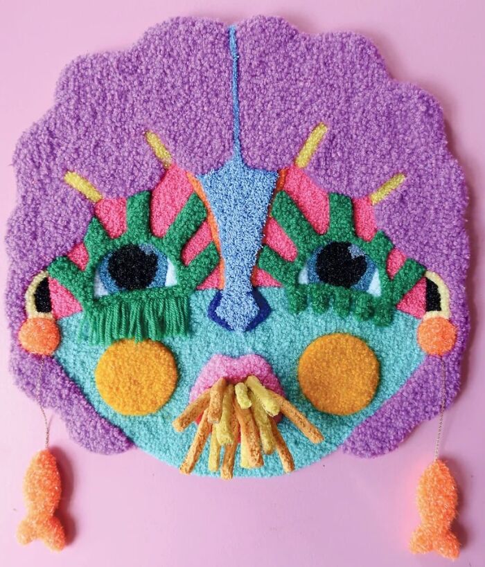 Colorful Tufted Art By Ina Dyreborg Turns Faces, Masks And Animals Into Textile Works (21 pics) Colorful Tufted Art By Ina Dyreborg Turns Faces, Masks And Animals Into Textile Works (21 pics)