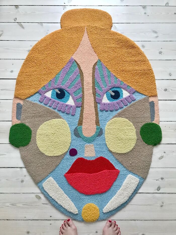 Colorful Tufted Art By Ina Dyreborg Turns Faces, Masks And Animals Into Textile Works (21 pics) Colorful Tufted Art By Ina Dyreborg Turns Faces, Masks And Animals Into Textile Works (21 pics)