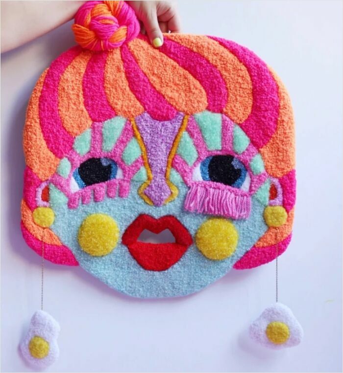 Colorful Tufted Art By Ina Dyreborg Turns Faces, Masks And Animals Into Textile Works (21 pics) Colorful Tufted Art By Ina Dyreborg Turns Faces, Masks And Animals Into Textile Works (21 pics)