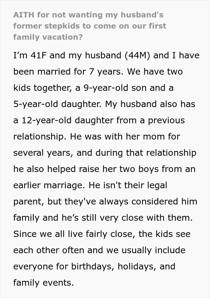 Wife Says No To Husband&rsquo;s Plan To Bring His Former Stepkids On Their Florida Vacation, He Gets Mad
