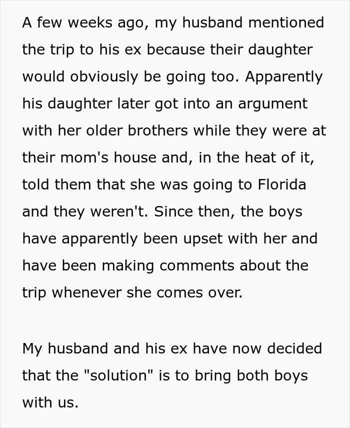 Wife Says No To Husband&rsquo;s Plan To Bring His Former Stepkids On Their Florida Vacation, He Gets Mad