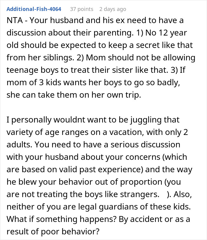 Wife Says No To Husband&rsquo;s Plan To Bring His Former Stepkids On Their Florida Vacation, He Gets Mad
