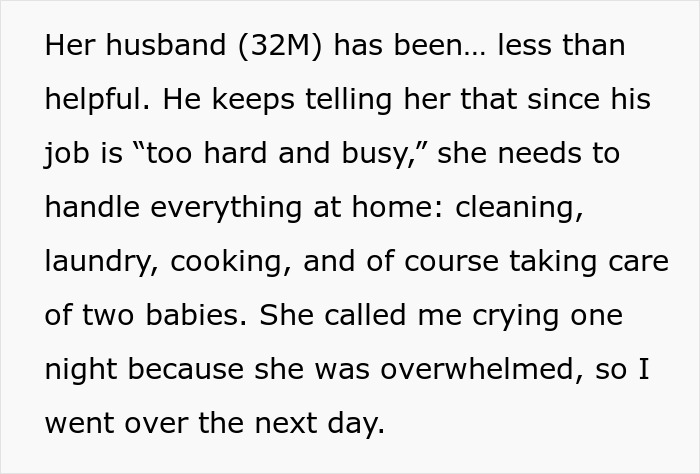 Sis Comes To Aid Postpartum Mom With Household Chores, BIL Says Wife Should Handle It Herself