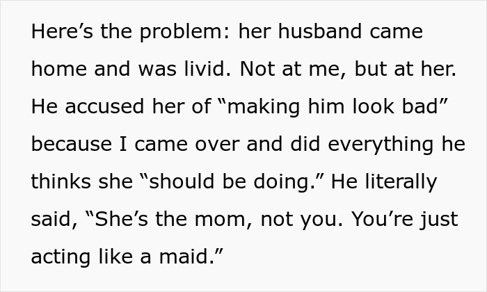Sis Comes To Aid Postpartum Mom With Household Chores, BIL Says Wife Should Handle It Herself