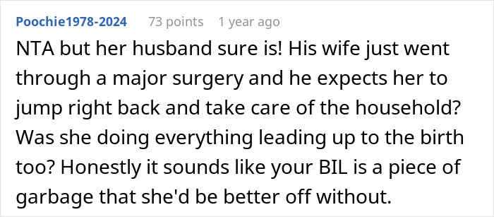 Sis Comes To Aid Postpartum Mom With Household Chores, BIL Says Wife Should Handle It Herself