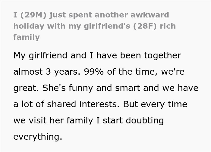 Guy Can’t Handle Being With Girlfriend’s Rich Family Who Thinks He’s A Complete Loser