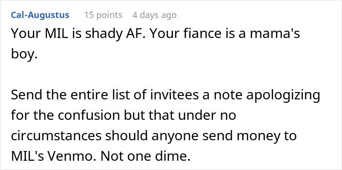 Aunt&rsquo;s Concerned Text Exposes MIL Who Seemed To Be Scamming Wedding Guests To Pay For Rehearsal Dinner