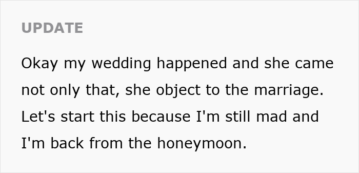 MIL Comes To Gothic Halloween Wedding Dressed In White, Makes A Scene When They Ask If Anyone Objects MIL Comes To Gothic Halloween Wedding Dressed In White, Makes A Scene When They Ask If Anyone Objects