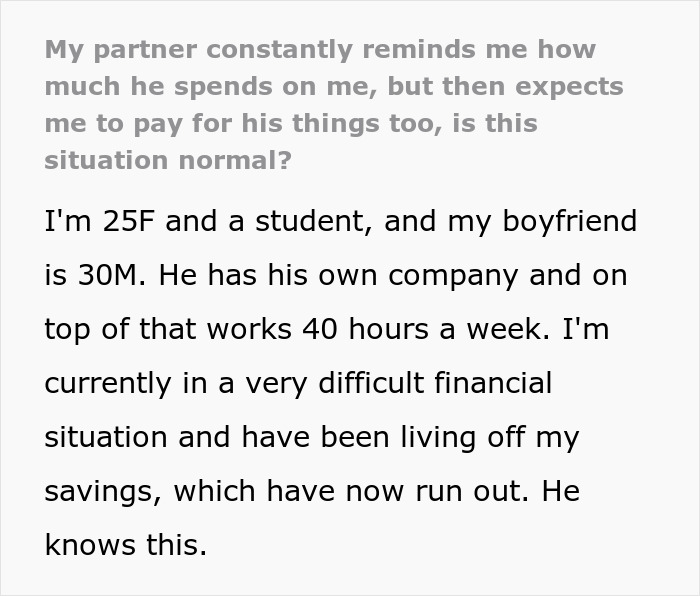Guy Reminds Woman Of All The Things He Buys, Uses Them Against Her, Then Says She’s Hurting Him