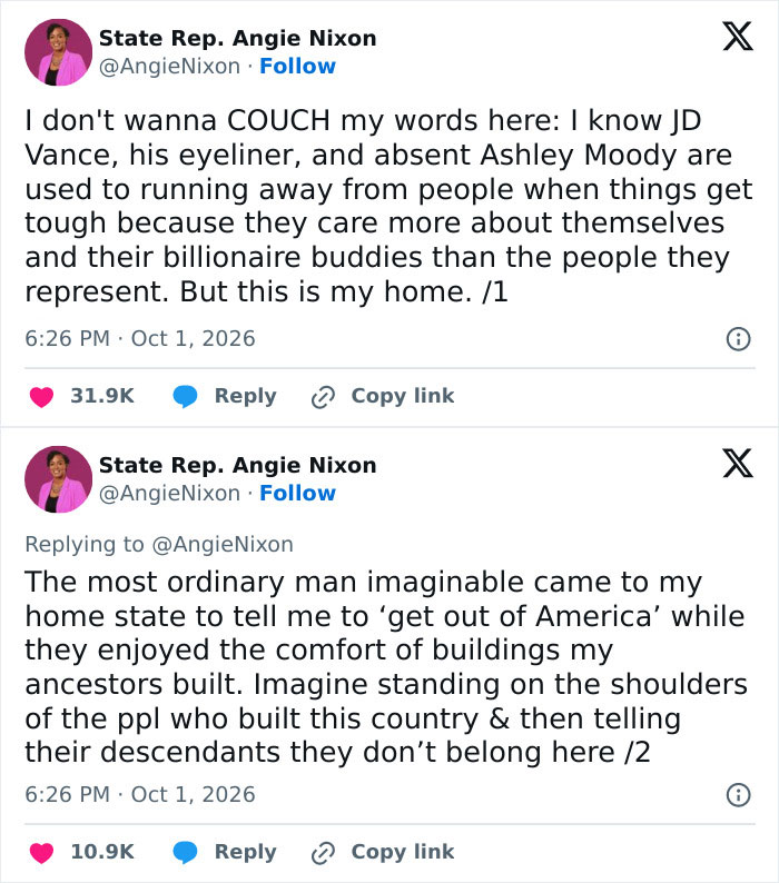JD Vance Torched For Telling Black Lawmaker She Doesn’t Belong In America, She Fires Back With Brutal Line