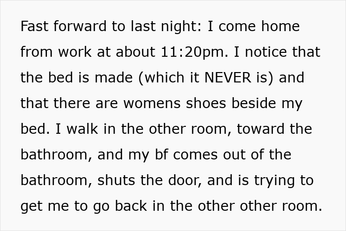 Woman Spots Unfamiliar Shoes By Her Bed, Then Her Panicking BF Tries To Keep Her Out Of The Bathroom