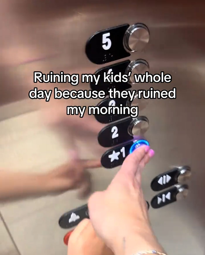 Mom Pushes Elevator Button Before Her Son Can To Teach Him A Lesson, Then Ignores His Meltdown