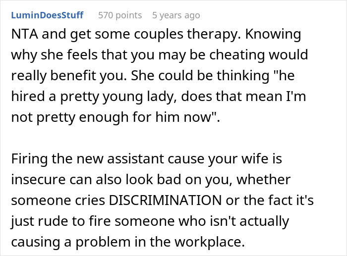 Friends Tell Woman To Ask Hubby To Fire 22YO Assistant To &ldquo;Test His Integrity,&rdquo; He Says It&rsquo;s Illegal