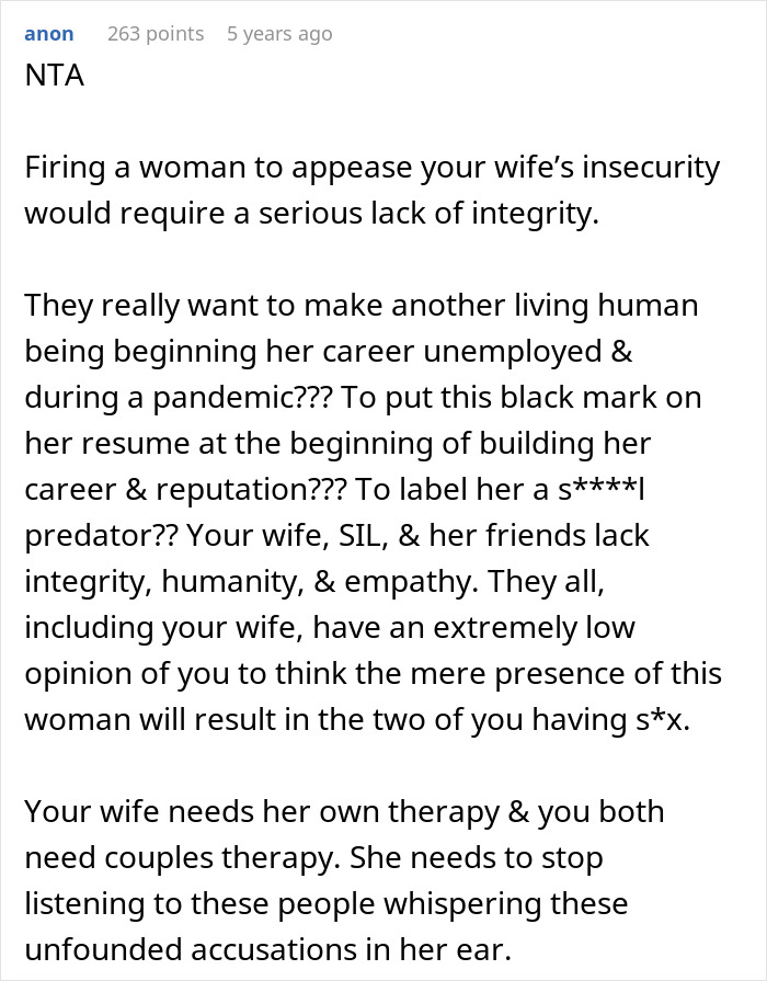 Friends Tell Woman To Ask Hubby To Fire 22YO Assistant To &ldquo;Test His Integrity,&rdquo; He Says It&rsquo;s Illegal