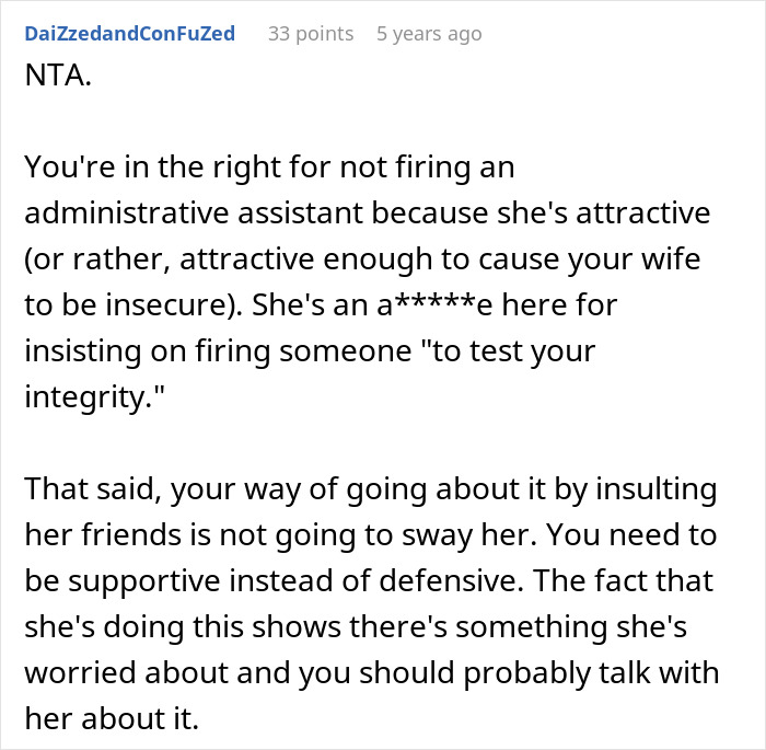 Friends Tell Woman To Ask Hubby To Fire 22YO Assistant To &ldquo;Test His Integrity,&rdquo; He Says It&rsquo;s Illegal