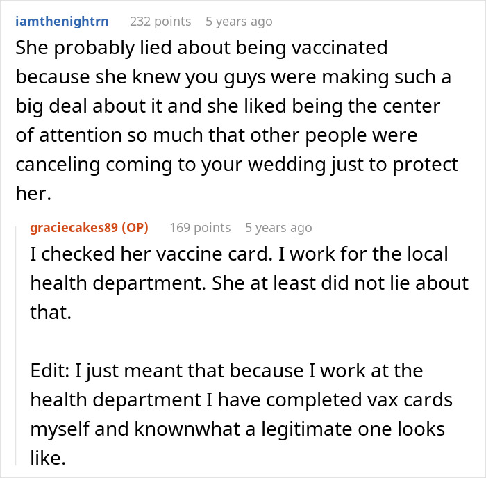 MIL Lies About Being Vaccinated For A “Big Announcement” At The Wedding MIL Lies About Being Vaccinated For A “Big Announcement” At The Wedding