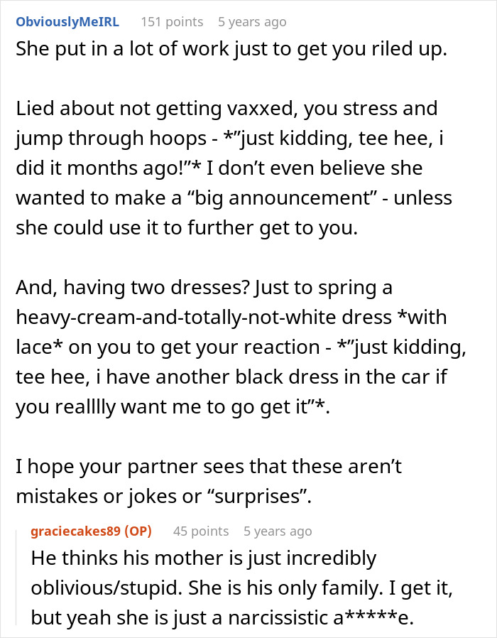 MIL Lies About Being Vaccinated For A “Big Announcement” At The Wedding MIL Lies About Being Vaccinated For A “Big Announcement” At The Wedding