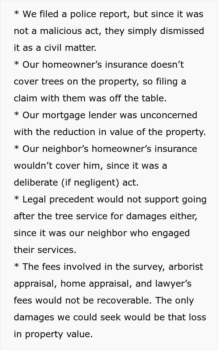 Entitled Neighbor Cuts Down Healthy 89-Year-Old Oak Without Asking, Demands To Split The $2,000 Cost