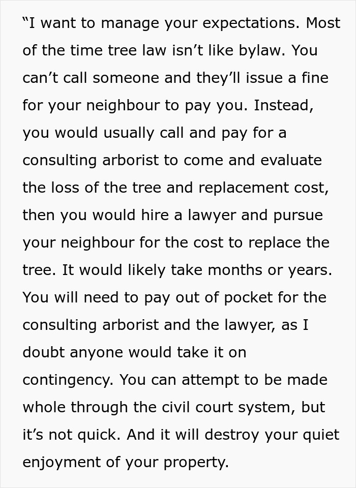 Entitled Neighbor Cuts Down Healthy 89-Year-Old Oak Without Asking, Demands To Split The $2,000 Cost