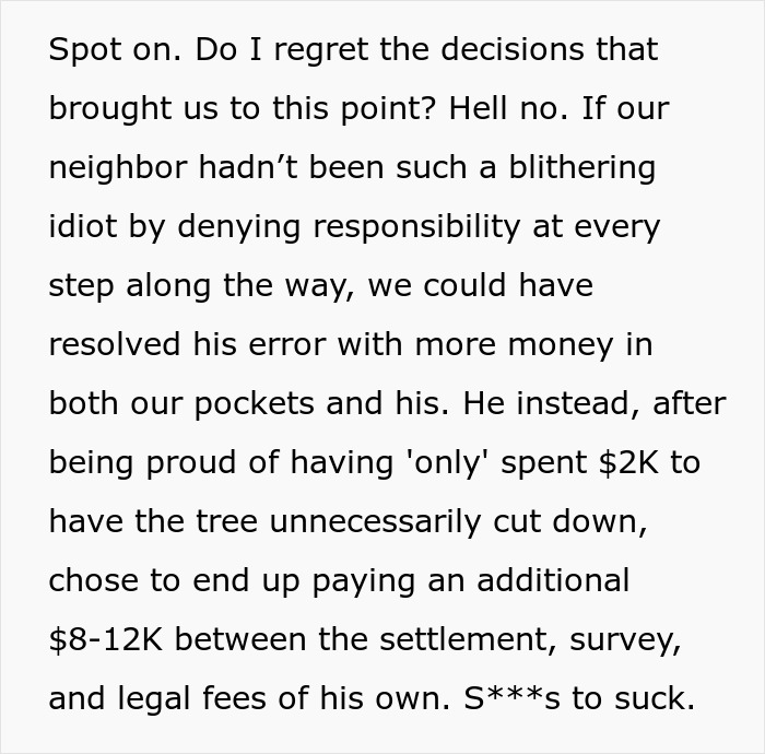 Entitled Neighbor Cuts Down Healthy 89-Year-Old Oak Without Asking, Demands To Split The $2,000 Cost