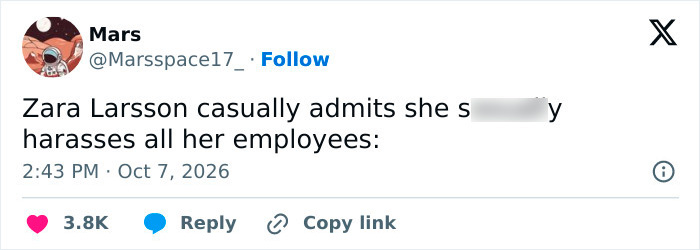 Zara Larsson Under Fire After Casually Revealing What She Forces Her Employees To Do: “Workplace Harassment”
