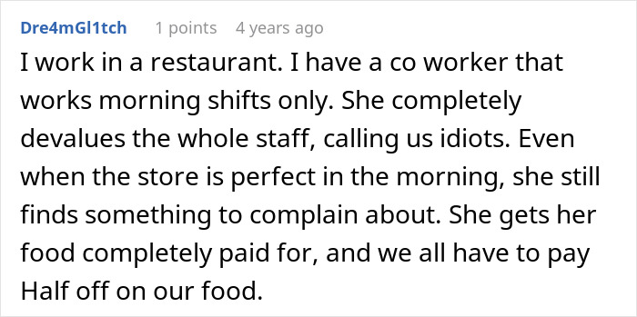 Bossy Coworker Tries To Get Waiter Fired, Accidentally Gets Herself Kicked Off The Team Instead Bossy Coworker Tries To Get Waiter Fired, Accidentally Gets Herself Kicked Off The Team Instead