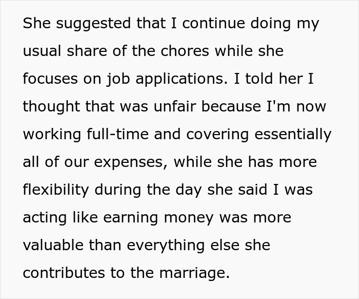 Unemployed Wife Refuses To Do Any Chores Because She’s Stressed