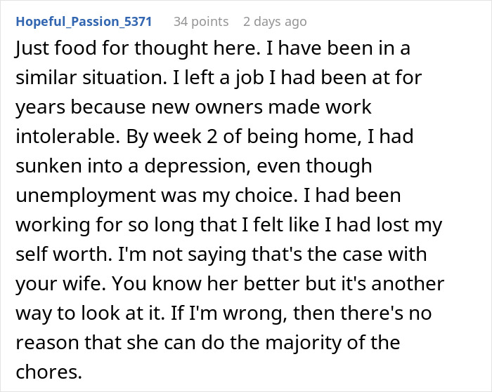 Unemployed Wife Refuses To Do Any Chores Because She’s Stressed