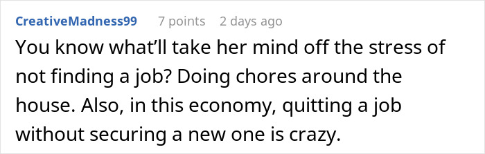 Unemployed Wife Refuses To Do Any Chores Because She’s Stressed