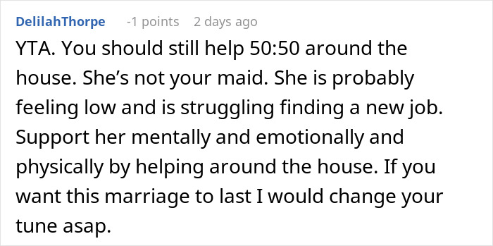 Unemployed Wife Refuses To Do Any Chores Because She’s Stressed