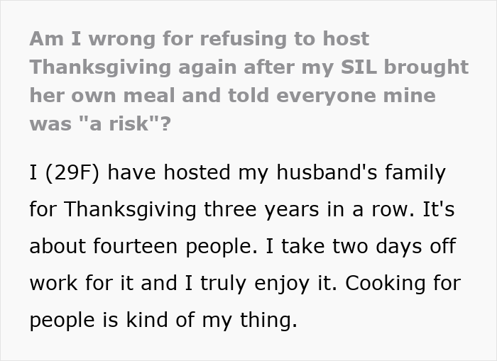 Woman Brings Her Own Food To Thanksgiving Because She Doesn’t Trust SIL, Is Shocked At Her Reaction Woman Brings Her Own Food To Thanksgiving Because She Doesn’t Trust SIL, Is Shocked At Her Reaction