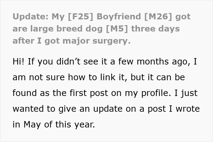 Boyfriend Gets A Large Dog While Girlfriend Recovers From Surgery, Then Loses Her For Good Boyfriend Gets A Large Dog While Girlfriend Recovers From Surgery, Then Loses Her For Good