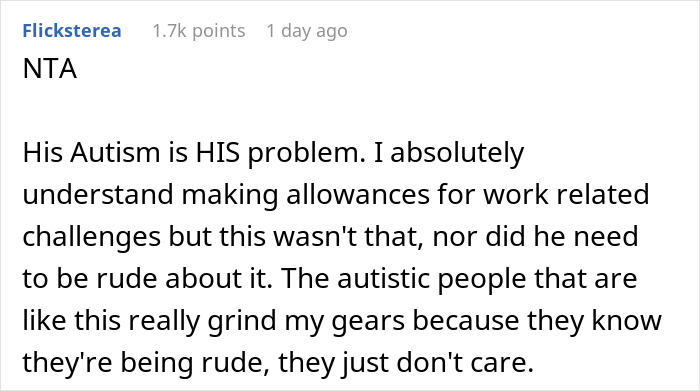 Coworker Insults Woman’s Hair, Then Spends Hours Blaming His Autism Instead Of Apologizing Coworker Insults Woman’s Hair, Then Spends Hours Blaming His Autism Instead Of Apologizing