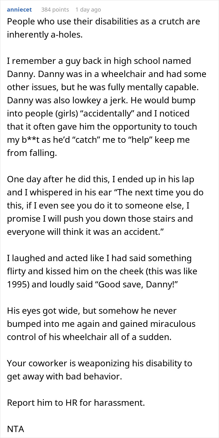 Coworker Insults Woman’s Hair, Then Spends Hours Blaming His Autism Instead Of Apologizing Coworker Insults Woman’s Hair, Then Spends Hours Blaming His Autism Instead Of Apologizing