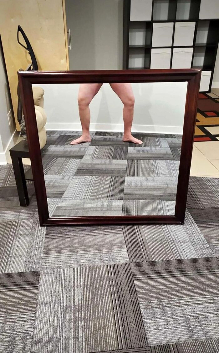 57 Mirror Pics Where The Reflection Ended Up Being Funnier Than The Main Subject