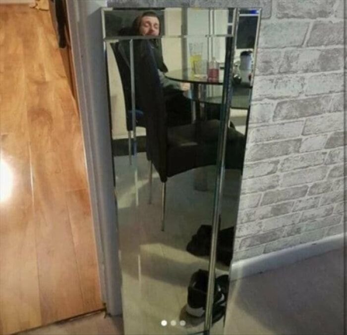57 Mirror Pics Where The Reflection Ended Up Being Funnier Than The Main Subject