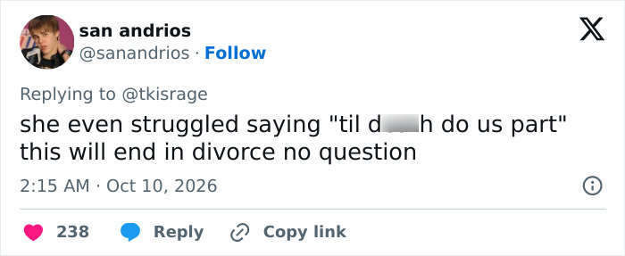 “I Hope He Divorced Her”: Bride Sparks Outrage Over Wedding Vows “I Hope He Divorced Her”: Bride Sparks Outrage Over Wedding Vows
