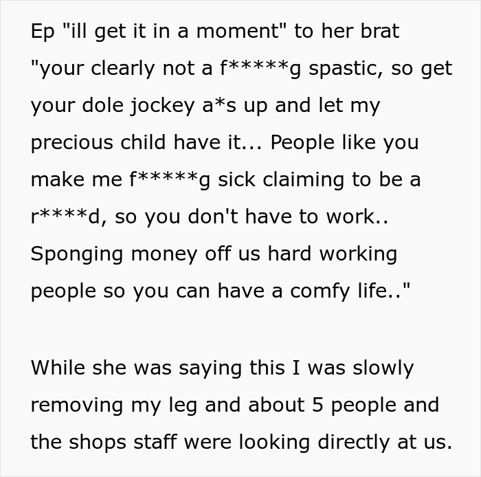Amputee Makes Entitled Mom Regret Accusing Them Of Faking And Demanding Their Wheelchair Amputee Makes Entitled Mom Regret Accusing Them Of Faking And Demanding Their Wheelchair