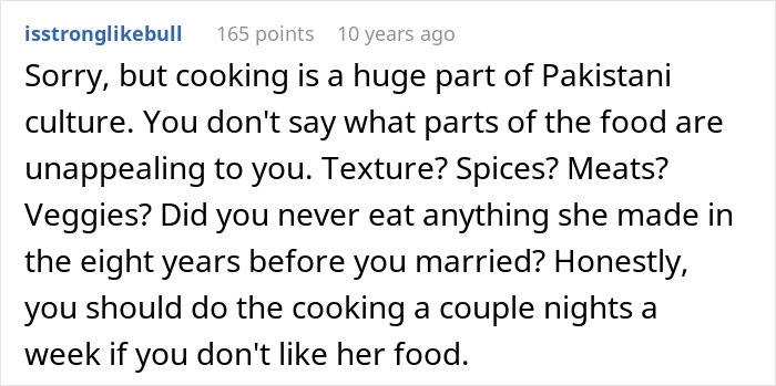 Man’s Dislike For Wife’s Cultural Cuisine Comes To Light, Changes Their Relationship Dynamic Man’s Dislike For Wife’s Cultural Cuisine Comes To Light, Changes Their Relationship Dynamic