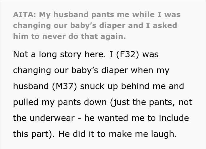 Husband Pulls Wife’s Pants Down As A Joke, Then Refuses To Promise He Won’t Do It Again Husband Pulls Wife’s Pants Down As A Joke, Then Refuses To Promise He Won’t Do It Again