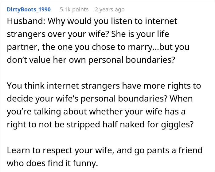 Husband Pulls Wife’s Pants Down As A Joke, Then Refuses To Promise He Won’t Do It Again Husband Pulls Wife’s Pants Down As A Joke, Then Refuses To Promise He Won’t Do It Again