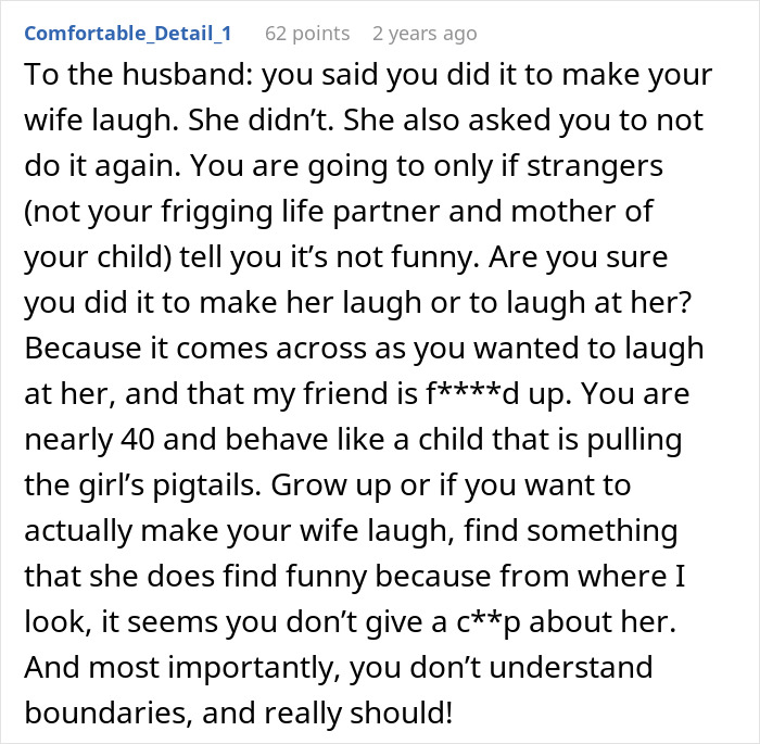 Husband Pulls Wife’s Pants Down As A Joke, Then Refuses To Promise He Won’t Do It Again Husband Pulls Wife’s Pants Down As A Joke, Then Refuses To Promise He Won’t Do It Again