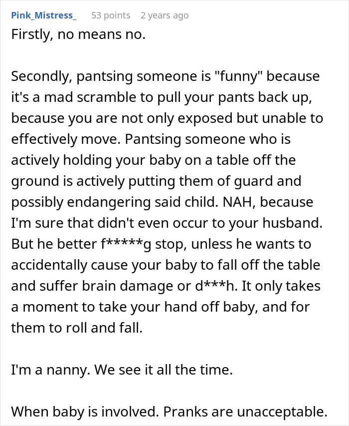 Husband Pulls Wife’s Pants Down As A Joke, Then Refuses To Promise He Won’t Do It Again Husband Pulls Wife’s Pants Down As A Joke, Then Refuses To Promise He Won’t Do It Again