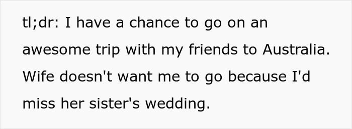 Guy Chooses Australia Trip Over SIL’s Wedding, Ends Up With Two Relationships In Trouble Instead Of One Guy Chooses Australia Trip Over SIL’s Wedding, Ends Up With Two Relationships In Trouble Instead Of One