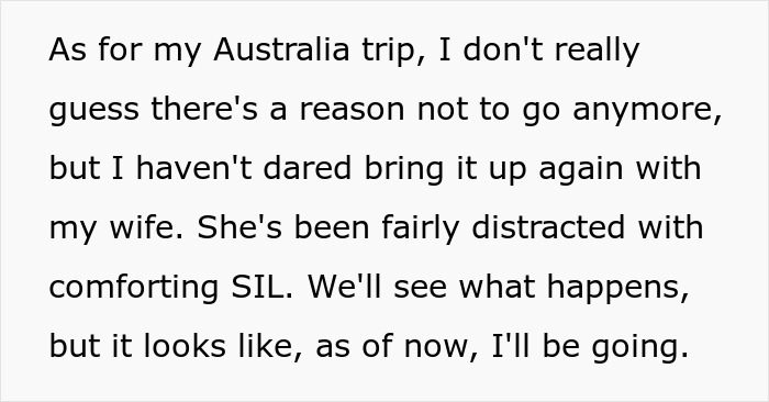 Guy Chooses Australia Trip Over SIL’s Wedding, Ends Up With Two Relationships In Trouble Instead Of One Guy Chooses Australia Trip Over SIL’s Wedding, Ends Up With Two Relationships In Trouble Instead Of One