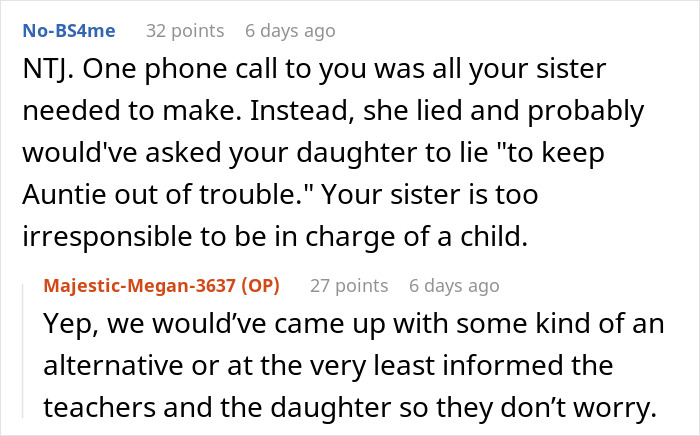 Aunt Leaves 8YO Niece Alone At School, Sends Sis A Payment Request For Past Favors After Getting Banned Aunt Leaves 8YO Niece Alone At School, Sends Sis A Payment Request For Past Favors After Getting Banned
